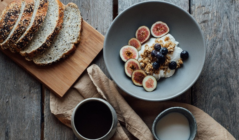 Dish with blueberries