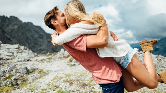 Couple hugging in nature