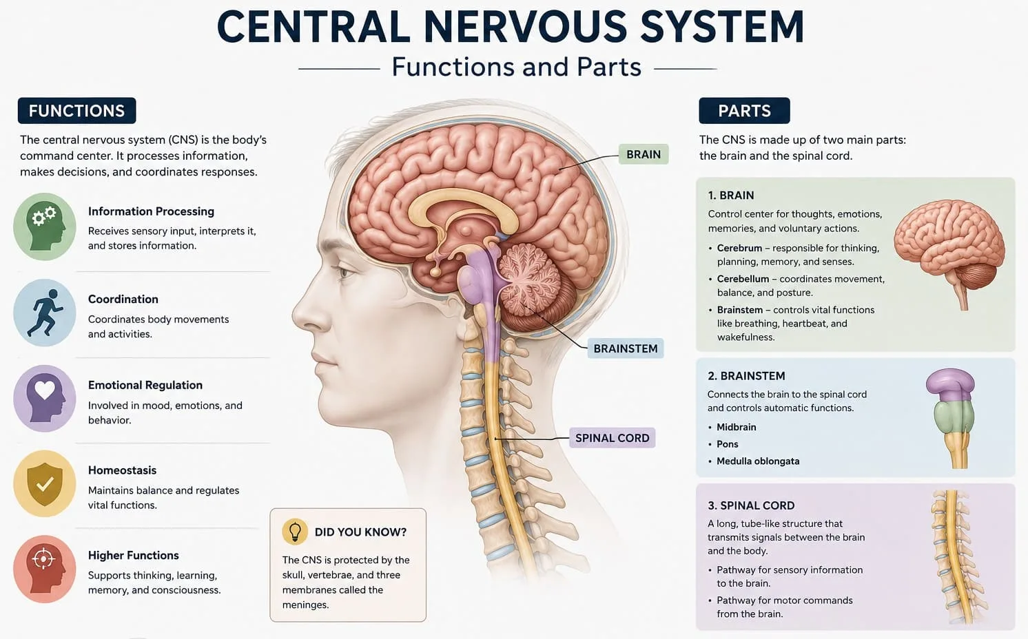 Central Nervous System: Functions and Parts