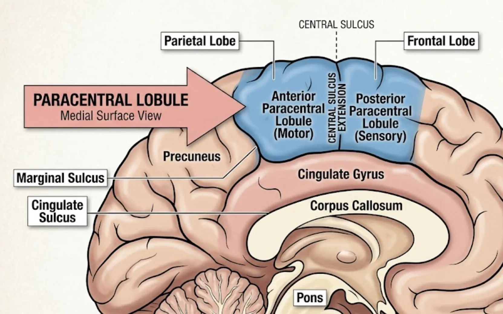 How Is the Paracentral Lobule Structured Anatomically?