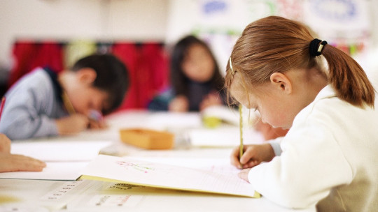 Children in school class.