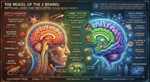 The Model of the 3 Brains Reptilian, Limbic and Neocortex