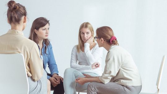 Group meeting of women.